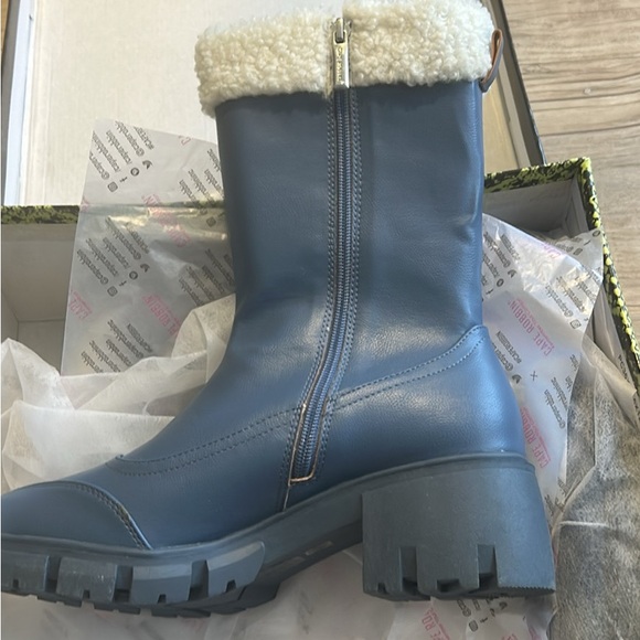 Blue Leather Women's Boots - Picture 4 of 4